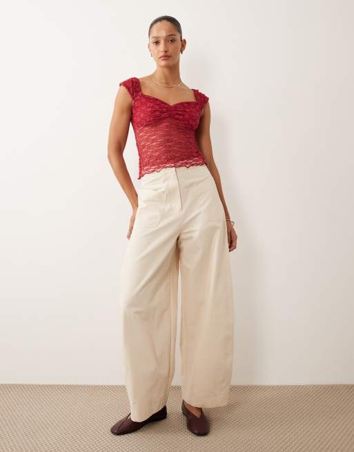 Miss selfridge lace top in raspberry pink, 2 of 4
