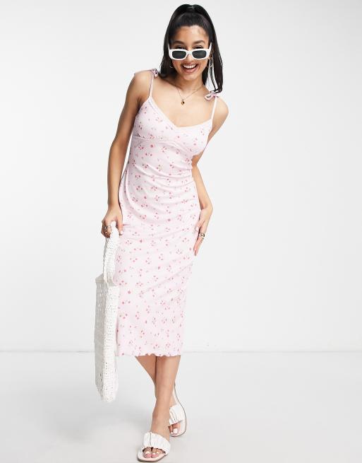 Favourites Pink Stripe Midi Slip Summer Dress Inactive