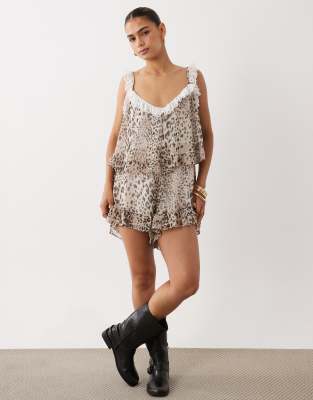 Miss Selfridge Lace Trim Romper In Multi
