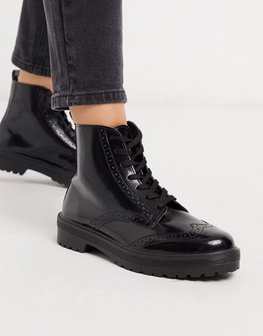 Miss Selfridge lace up boots in black