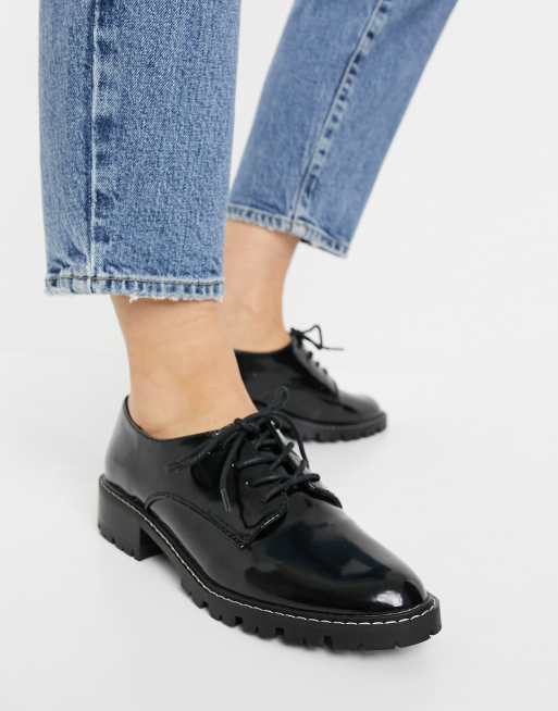 Landmand visuel Intakt Miss Selfridge lace-up brogue in black | ASOS