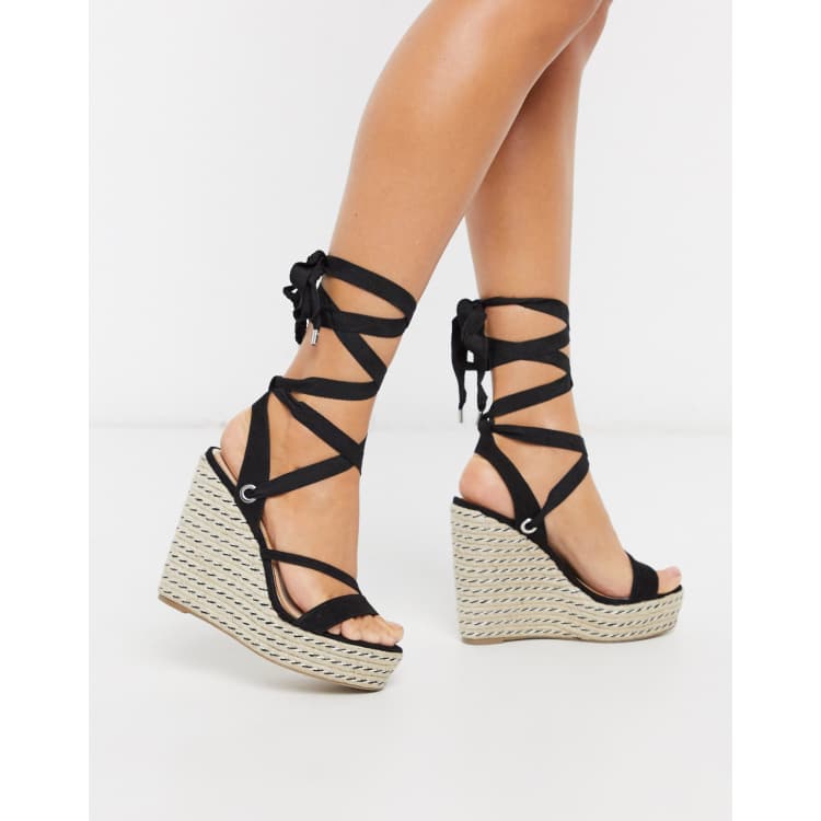 Lace up espadrille online wedges