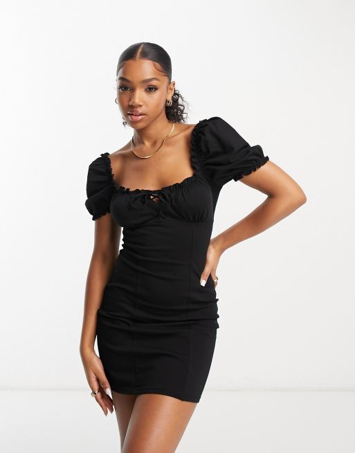 Black store milkmaid dress