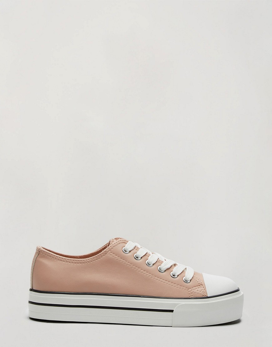 Miss Selfridge lace-up sneakers in pink