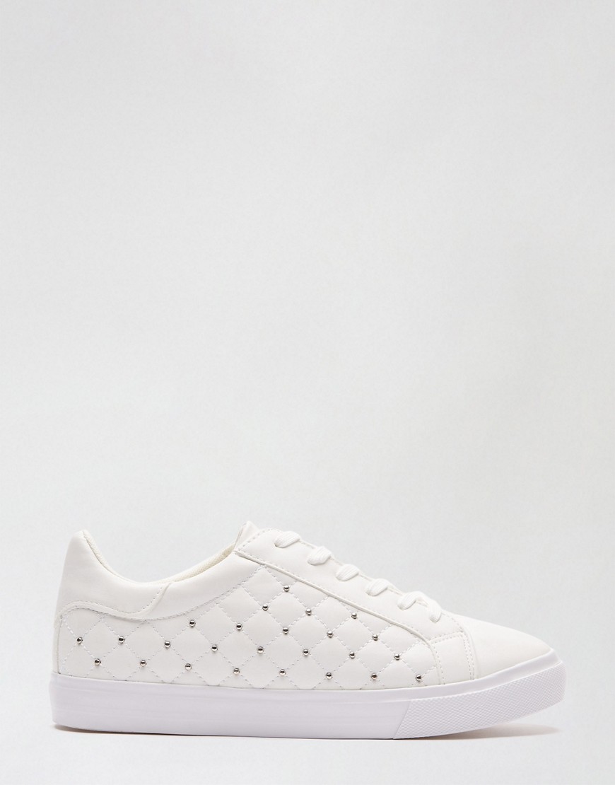Miss Selfridge lace up sneakers in white