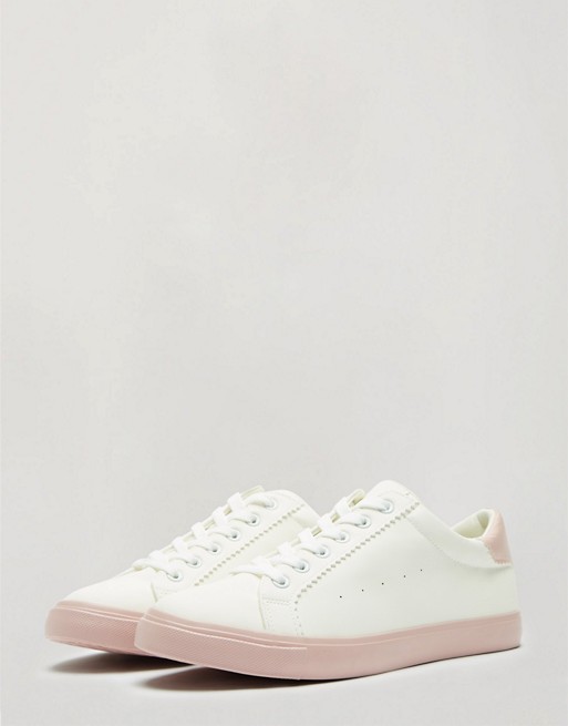 Miss Selfridge lace up trainers in pink