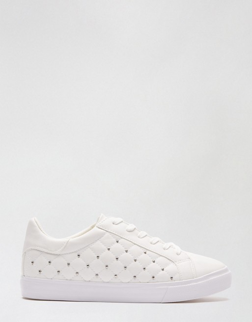 Miss Selfridge lace up trainers in white