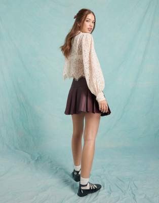 Miss Selfridge lace Victoriana blouse in pink