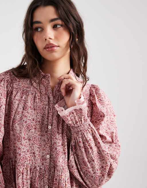 Miss Selfridge - Lagdelt smock-kjole med paisley-mønster i poplin, 3 af 4