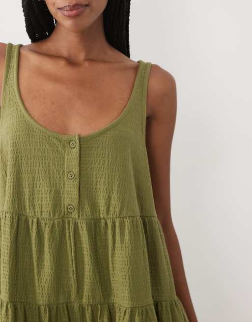 Miss Selfridge lager-plysch playsuit i olivgrönt, 2 av 4
