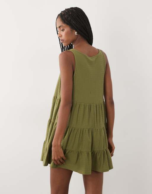 Miss Selfridge lager-plysch playsuit i olivgrönt, 4 av 4