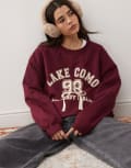 [Miss Selfridge] Miss Selfridge Lake Como oversized sweatshirt in burgundy-Red XS BURGUNDY