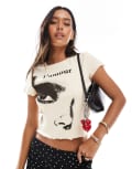 [Miss Selfridge] Miss Selfridge L'amour baby tee-White L WHITE