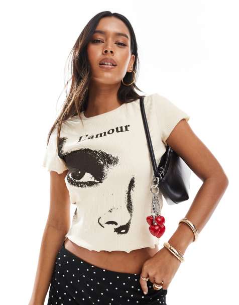 Miss Selfridge – L'amour – Krótki T-shirt - view 1