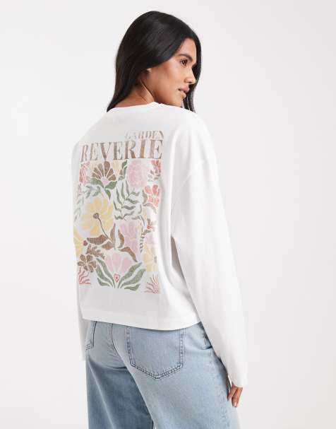 Miss Selfridge – Langärmliges Skater-T-Shirt mit Print - view 1