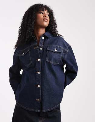 Miss Selfridge - Langärmliges Western-Hemd mit Indigo-Waschung-Blau