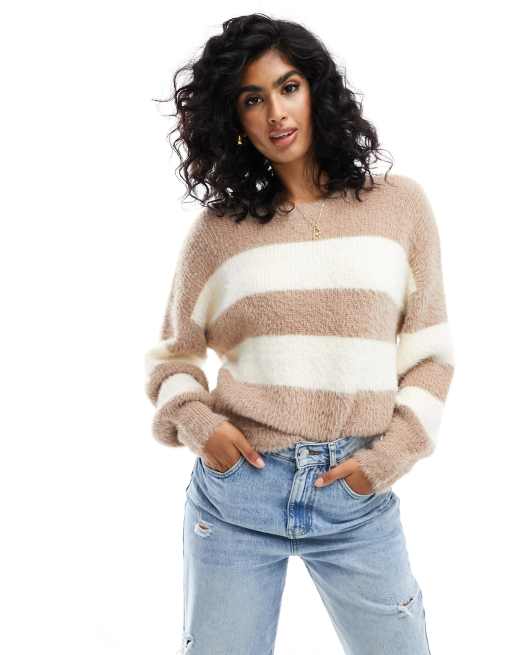 Miss Selfridge lash striped jumper in oatmeal