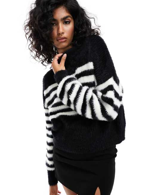 Miss Selfridge lash striped sweater in mono