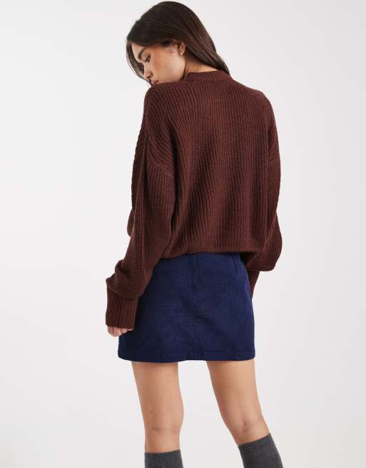 Miss Selfridge – Lässiger Strickpullover in Schokobraun, 4 von 4