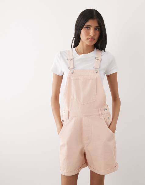 Miss Selfridge – Latz-Playsuit in babyrosa Waschung - view 1