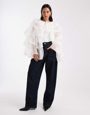 Miss Selfridge Layered Chiffon Cape In White