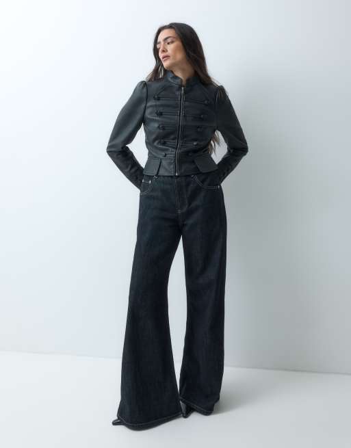 Miss Selfridge legerjack met leerlook, 2 van 4