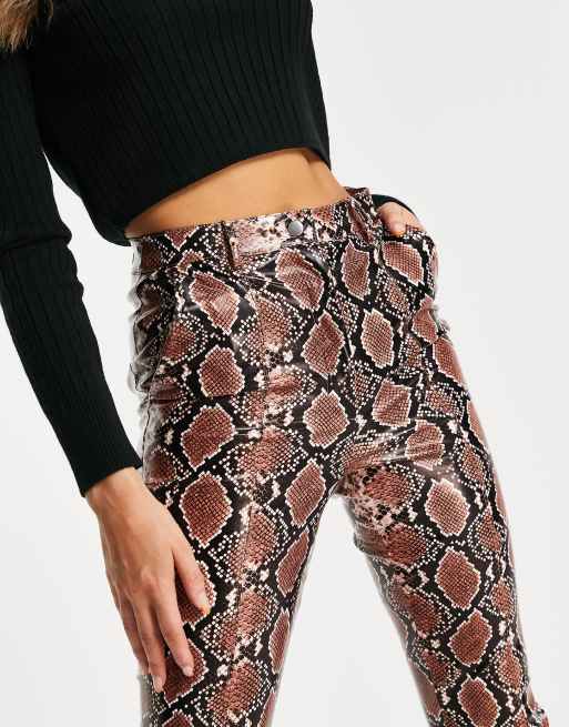 Miss Selfridge - Legging en similicuir à imprimé peau de serpent