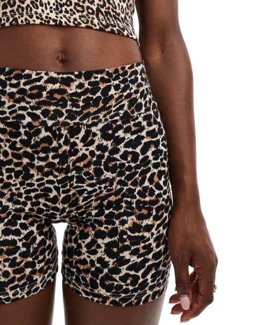 Miss Selfridge legging shorts in leopard print