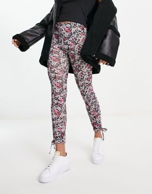 Miss Selfridge legging with ruched side detail in floral ditsy print - ASOS Price Checker