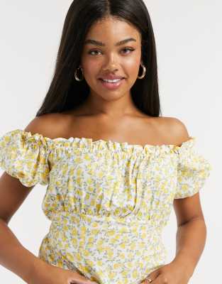 yellow bardot top