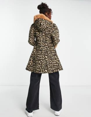 Faux fur discount hooded swing coat