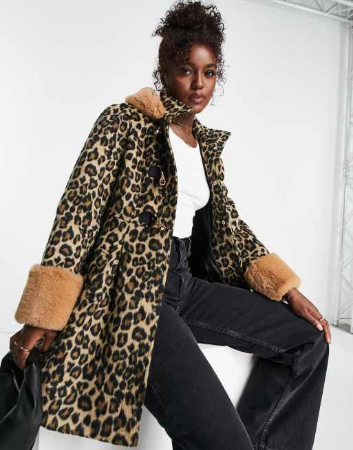 leopard fake fur duffle coatダッフルコート