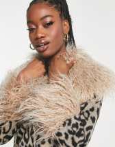 ASOS DESIGN curly faux sheepskin jacket in sand