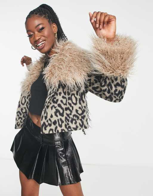 Leopard faux fur deals moto jacket