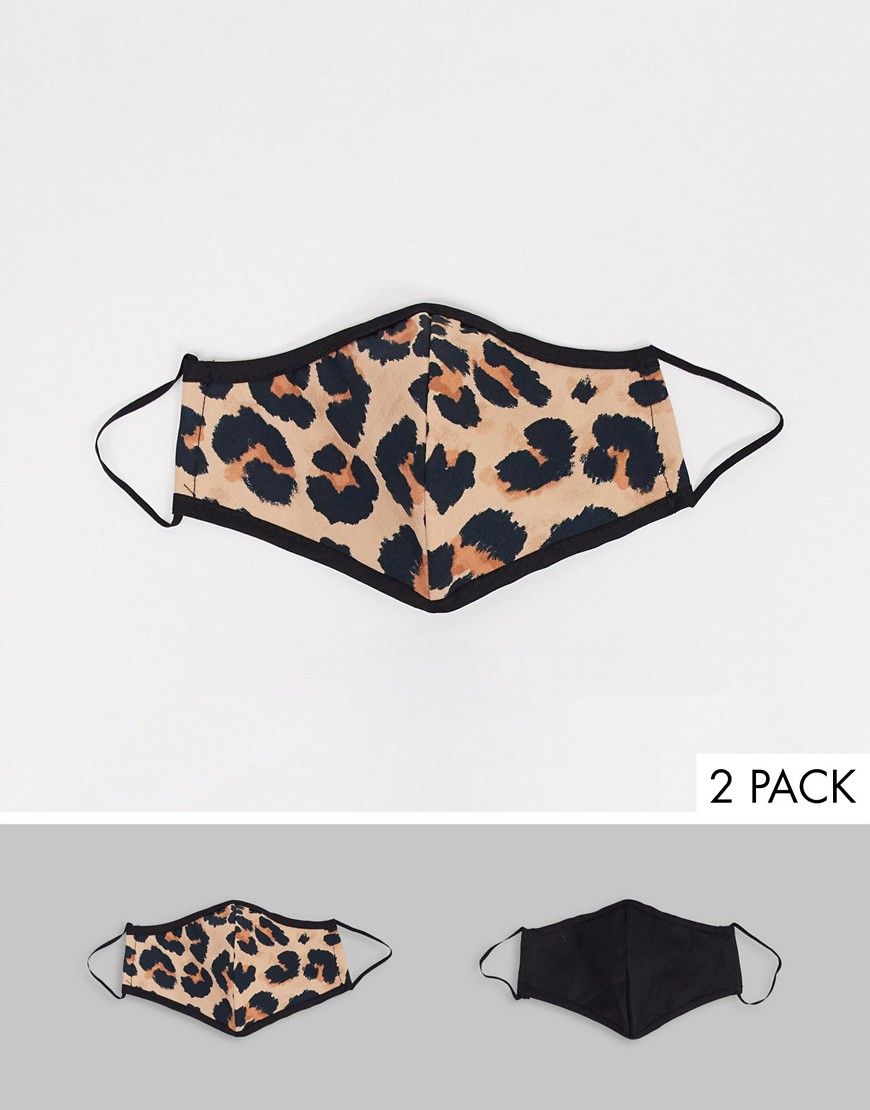 Miss Selfridge leopard print face covering 2 pack in multi