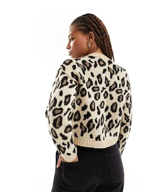 Miss Selfridge leopard ribbon detail knitted cardigan