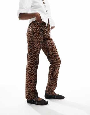 leopard straight leg jean-Multi