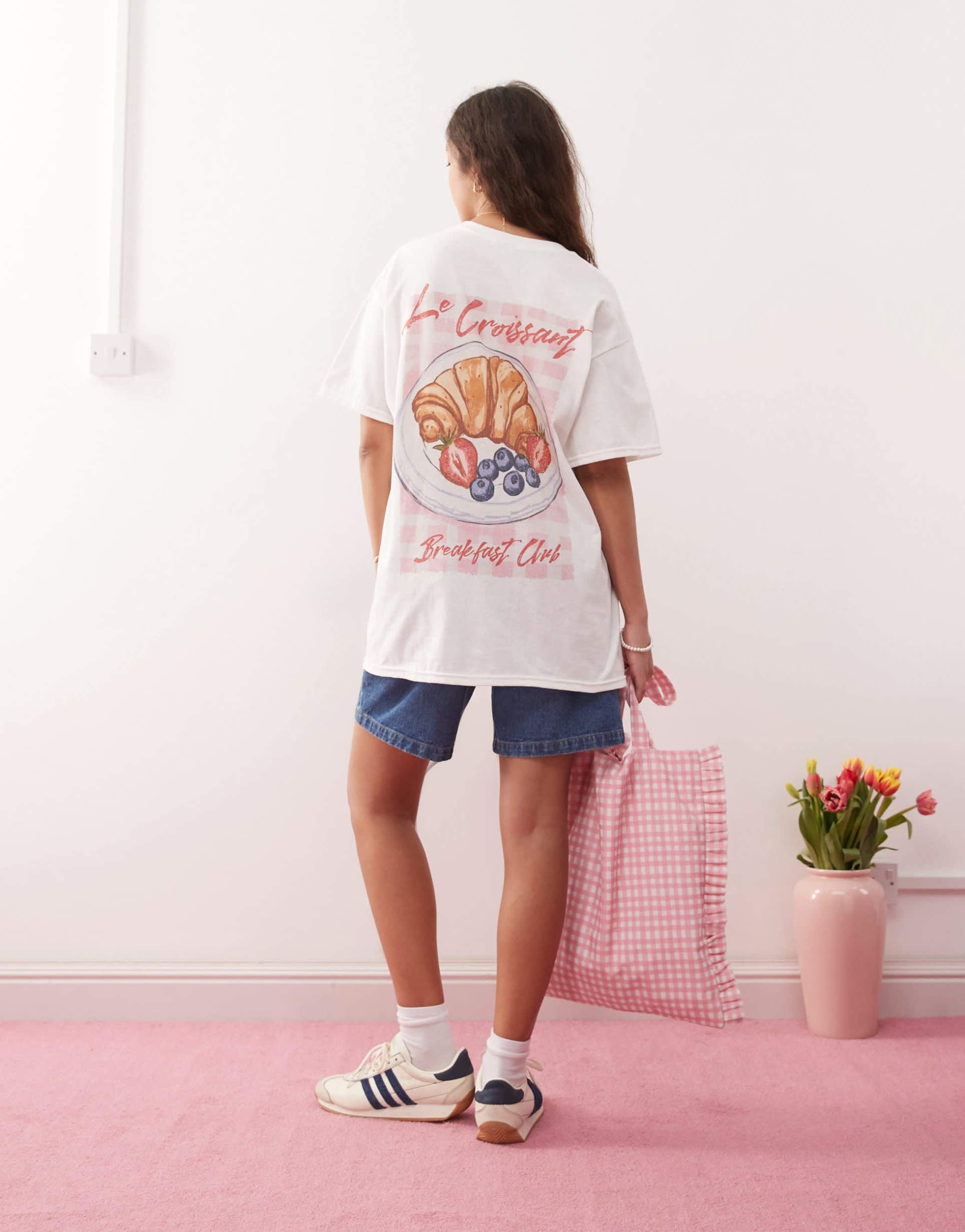 miss selfridge les croissants oversized tee