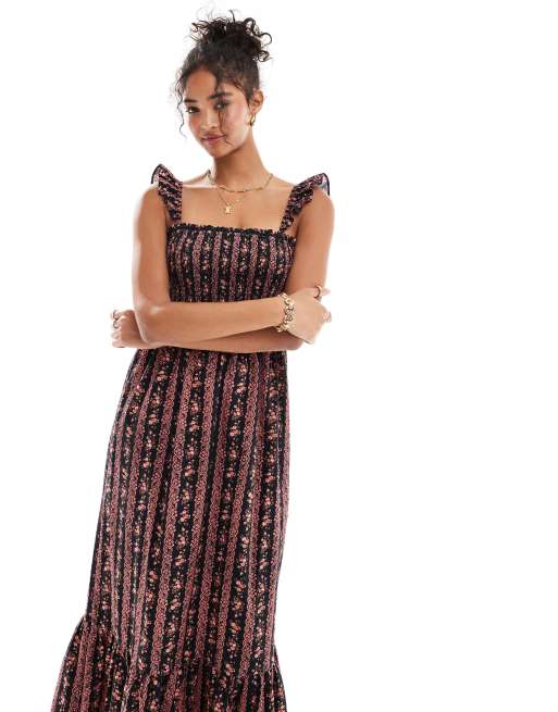 Miss Selfridge – Letnia sukienka midi na ramiączkach w kwiatowy wzór