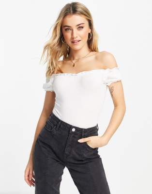 Miss Selfridge Lettuce Edge Bardot Bodysuit | ASOS