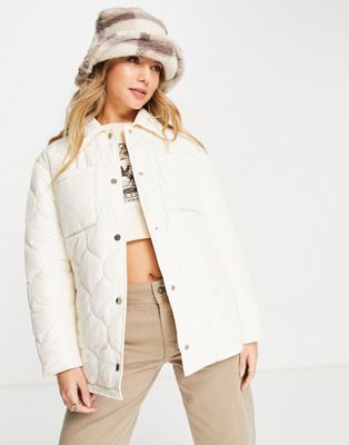 Miss Selfridge lightweight quilted belted jacket in ivory