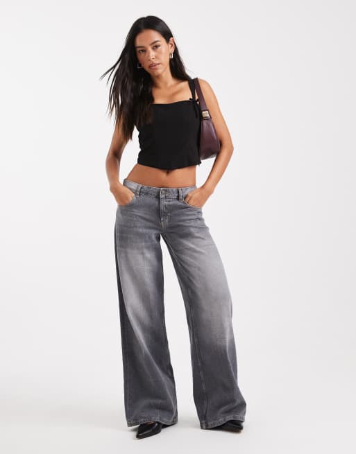 Miss Selfridge linen-blend corset top with bow detail in black, 3 of 4