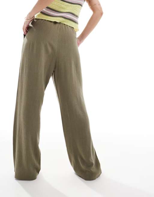 Miss Selfridge linen drawstring waist wide leg pants, 3 of 5