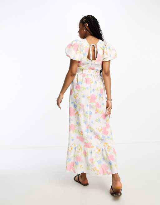 Miss Selfridge linen look belted maxi dress in floral , 4 of 4