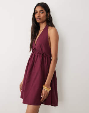 Miss Selfridge linen look halter mini dress