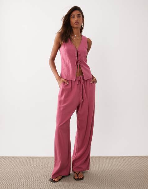 Miss Selfridge linen look in raspberry - view 1