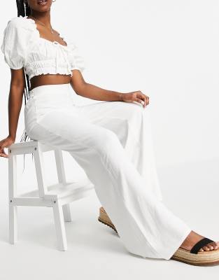 white linen palazzo trousers