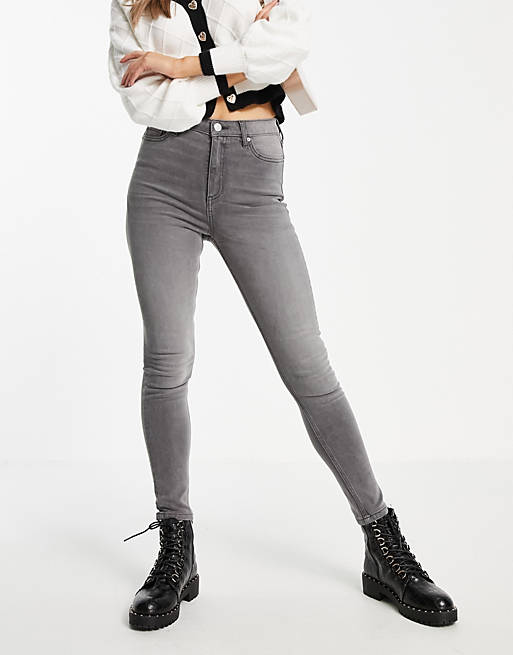 Miss Selfridge - Lizzie - Authentieke skinny jeans met hoge taille in grijs