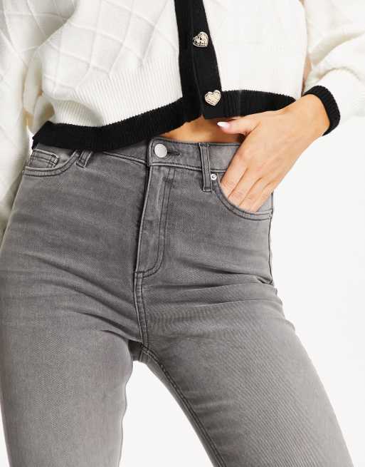 Miss Selfridge – Lizzie – Grå skinny jeans med hög midja, 2 av 4