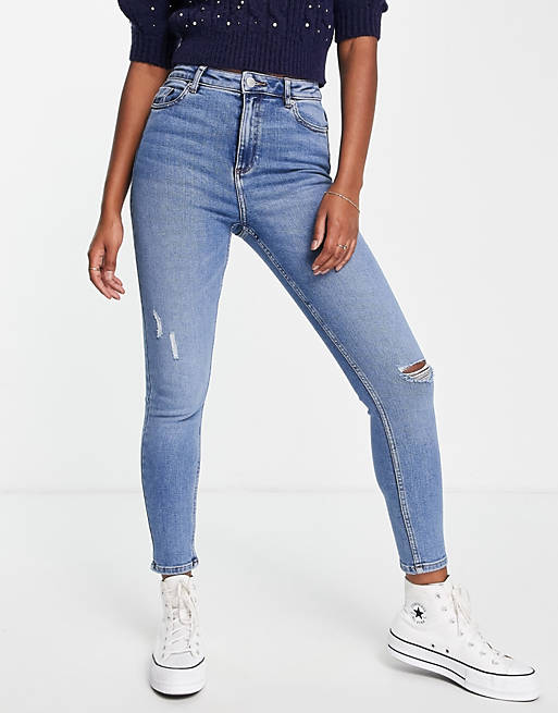 Miss Selfridge Lizzie high waist authentic ripped skinny jeans in ...